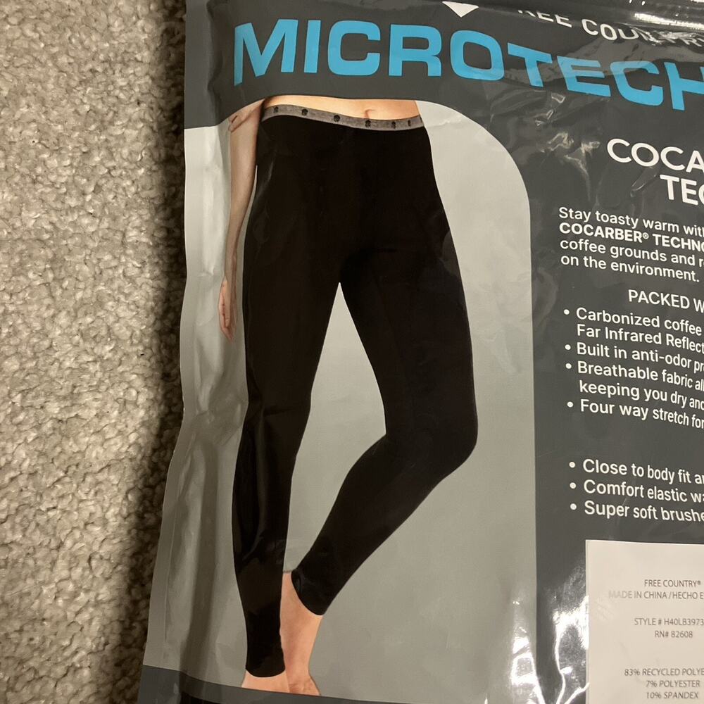 Free Country Womens Microtech Heat Base Layer Pants Black Size L Anti-odor